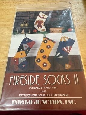 Indygo Junction pattern kit for 4 felt stockings DIY Fireside Socks II